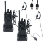 Pofung Walkie Talkie Professional PMR446 Baofeng Radios 16 Channels Long Distance Radios 1500 mAh Rechargeable Walki Talki Radio with LED Torch & Headset (Pack of 2)