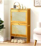 Bamboo Shoes Cabinet with Flip-up Doors,Free Standing Shoe Rack Organizer Cabinet for Heels, Boots, Slippers,Slim Shoe Storage Rack for Entryway Hallway Living Room(50x17x87cm(20x7x34inch), Wood)