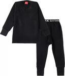 Lux Cott's Wool Kid's R-Neck Cotton Thermal Top and Bottom Set (Black, 73 CM)