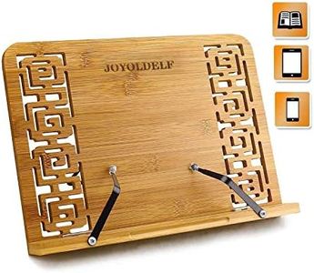 Joyoldelf Support de Lecture, Support pour Livre en Bambou, Porte-Livre Tablette Pliable et Réglable 5 Degré Pupitre de Lecture pour Ipad, Tablette, Iiseuse, livres de Cuisine(34.5x24x5)
