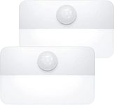 AMIR (Newest Version) Motion Sensor Light, Cordless Battery-Powered LED Night Light, Wall Light, Closet Lights, Safe Lights for Stairs, Hallway, Bathroom, Kitchen, Cabinet (Pack of 2 - White)