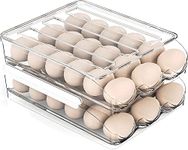 Egg Storage for Fridge - 2 Layer Fresh Egg Holder for Fridge - Auto Rolling Egg Container Tray - Fridge Organizers and Storage, 2023 Latest Model with Additional Internal Slide