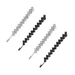 4 Pieces Rhinestone Bobby Pins Bling Crystal Metal Hair Clips Grips Slide Single Row Slim Diamante Rhinestone Bobby Pin for Brides Girls (4, Silver/Black)