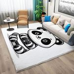 Ultra Soft Machine Washable Area Rugs for Living Room, 120x170cm Black And White Animal Panda Fluffy Plush Rugs for Bedroom, Non-Slip Floor Carpet for Kids Room, Bedside, Playroom, White Indoor Decor