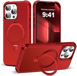 SKYLMW Compatible with iPhone 12 Pro Max Case & iPhone 13 Pro Max Case with Magnetic O-Ring Stand Case for iPhone 12 & 13 Pro Max 6.7" [Compatible with Mag-Safe][Great Grip Feeling], Red