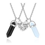 Jovivi BFF Necklace for 2 - Matching Heart Best Friends Crystal Pendant Necklaces Girls Women Friendship Jewellery Set