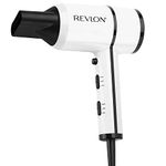 Revlon RVDR5296F Compact Hair Dryer with Crystal C Technology, 1875W, Magnetic Concentrator, 3 Heat/2 Speed Settings, Less Frizz, White