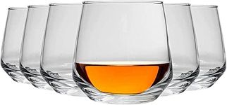 Mivana Stemless Wine Glass Shatterproof Crystal Clear Glass Tumblers for Red or White Vino, Gin, Water, Juice and Cocktails (Diamond, 6)