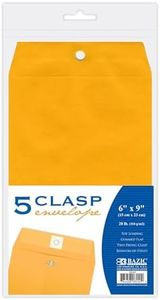 BAZIC Products Clasp Envelope 6" x 9", Gummed Seal Eyelet Closure, Brown Kraft Paper Catalog Mailing Envelopes for Home Office School (5/Pack), 48-Packs
