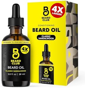 The Beard Club Beard Oil for Men - 2oz Classic Sandalwood Natural Beard Oil with Castor & Amber Oils - Beard & Mustache Conditioner - Hydrates, Softens & Soothes Dry Skin - Strengthens Hair Follicles