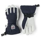 Hestra Army Leather Heli Ski Junior - Classic 5-Finger Leather Snow Glove for Skiing and Mountaineering for Kids and Youth - Navy - 5