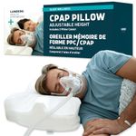 Lunderg CPAP Pillow for Side Sleepers - Includes 2 Pillowcases - Adjustable Memory Foam Pillow for Sleeping on Your Side, Back & Stomach - Reduce Air Leaks & Mask Pressure for a Better Sleep