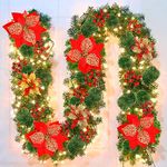 Christmas garlands,Christmas garland with lights,Christmas garland for mantle,9ft pre-lit Christmas Garland for Interior Decoration,Fireplaces,Stairs,Door Christmas Decorations Battery Operated