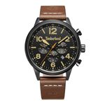 Timberland Myrtle Analogue Black Multi Dial Brown Leather Strap 3ATM Watch