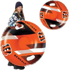 NFL Snow Tube, Heavy Duty Inflatable Sled for Tubing, Fun Winter Toys for Kids & Adults, Football Gifts for Boys - Cincinnati Bengals