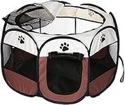 Dotala PET Portable Foldable Pet Dog Cat Playpen Crates Kennel/Premium 600D Oxford Cloth,Removable Zipper Top, Indoor and Outdoor Use (Brown)