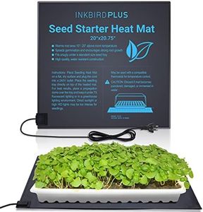 INKBIRDPLUS 45W Seedling Heat Mat 50x52cm, Waterproof Durable Hydroponic Heating Pad for Winter Warm Hydroponic Greenhouse Germination Station Rooting Fermentation Plant Propagation Incubator Hatch