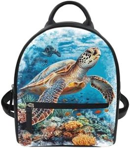 Freewander Mini Backpack Purse for Women Sea Turtle Small Backpack for Teen Girls Leather Shoulder Bag Casual College Daypack with Zipper Lightweight Travel Work Satchel Bags