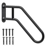 SELEWARE Heavy Duty Non-Slip Handrails for Outdoor 1-4 Step, Wall Mount Stair Hand Railing Grab Bars, U-Shape Safety Handle for Garage, Porch, Garden (Dia 1.3" Pipe, Black)