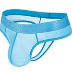 JOCKMAIL Sexy Ice Silk Men bikini underwear Men's briefs Lace Panties JM291, Blue, Medium