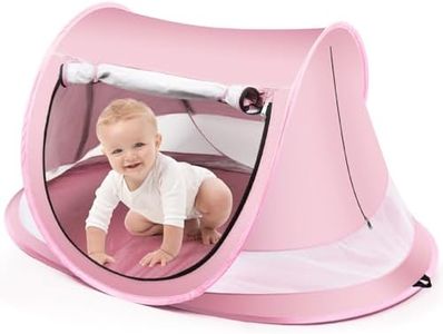 Baby Beach Tent,Large Pop Up Beach Tent Sun Shade for Beach,Portable Baby Travel Tent with Mosquito Net,Indoor Baby Play Tent,UPF 50+ UV Protection Sun Shelters (Pink)