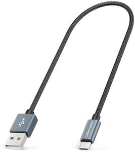 CableCreation Short Micro USB Cable 1FT, Micro USB Charging Cable 24 AWG Triple Shielded Works for Kindle(2019), TV Stick, PS4, Chromecast, Power Bank, 0.3m Grey