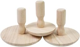 Lampstop Pottery Molds Clay Tools 4.5" & 5.5" & 6.5" Set of 3 Wooden Pottery Tools with Handle for Making Bowls & Plates