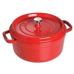 STAUB Cast Iron Dutch Oven 5.5-qt Round Cocotte, Made in France, Serves 5-6, Cherry