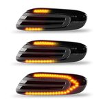 OZ-LAMPE 2Pcs LED Dynamic Side Indicator for BMW MINI COOPER F55 F56 F57 2014-2020,Canbus Error Free Car Turn Signal Light, Sequential Side Repeater Marker Blinker Lamp Black Smoked Lens