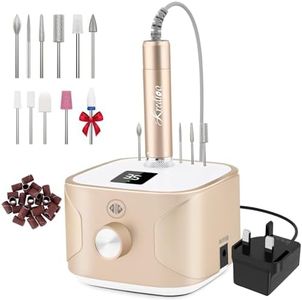 Kredioo Nail Drill 35,000RPM, Electric Nail File for Acrylic and Gel Nails, Professional Nail Drill Machine, Manicure Pedicure Kit with 11 Bits, LCD Display, Touch Button (Gold)