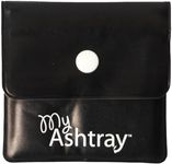 Portable Pocket Ashtray - Smell Proof PVC Small Plastic Wallets with Sturdy Plastic Button, Fireproof Lining, Aluminium Foil, Thermal Foam - Plastic Purse, All Black Singles Pack