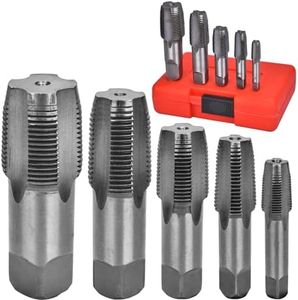 Professional 5 Piece NPT Pipe Tap Set, Carbon Steel NPT Thread Forming Taps and Drill Bits Series Set Tool, Sizes Includes 1/8", 1/4", 3/8", 1/2", 3/4" in Storage Case