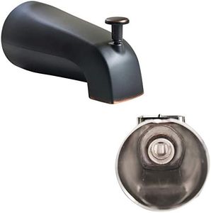 SENTO Oil Bronze Universal Bathroom Tub Spout with Diverter, Durable Heavy Duty Metal Bathtub Faucet with Shower Diverter - 4 Inches 1/2" IPS Inside Thread, Oil-Rubbed Bronze