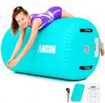 AWSUM 4ft L x 3ft Diam Gymnastics Barrel Air Roller Inflatable Tumbling Mat Back Handspring Trainer for Octagon Mat Gym Gymnastics Equipment，No Electric Pump Green