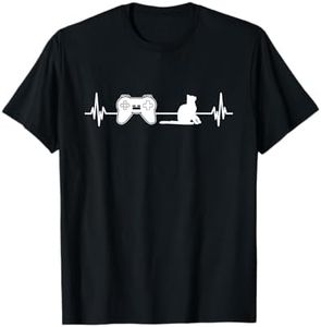 Gamer Cat Heartbeat Video Game Player Computer Games T-Shirt