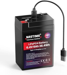 NASTIMA 6V 6Ah LiFePO4 Battery with USB C Charge, 2000+ Cycles Rechargeable Battery Pack with BMS for Emergency Light, Lantern, Kids Ride On Car, Deer Game Feeder