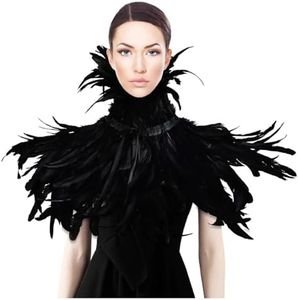 UQJE Gothic Natural Feather Cape Shawl Shoulder Wrap Collar Halloween Costumes for Women