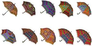 Indian Handmade Designer Cotton Fashion Multi Colored Umbrella Embroidery Boho Umbrellas Parasol 10 Pcs Lot