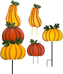 ALLADINBOX Thanksgiving Decorations Fall Pumpkins Yard Stake Rustic Stacked 3 Pumpkin (Style-A)