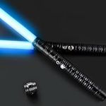 Komiikka Lightsabers 2 Pack Alloy Hilt Light Sabers for Adults Kids, 2 in 1 FX Dueling Lightsabers Swords with RGB 7 Colors 3 Modes Children's Day Halloween Christmas Decoration