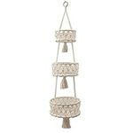 3 Tier Hanging Fruit Basket, Macrame Hanging Basket Boho Hanging Plant Holder Hanging Basket Organizer for Craft Room, Bedroom, Kitchen Organization Storage (47 Inches)