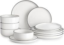 MALACASA Plates and Bowls Sets, 12 