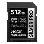 Lexar SILVER PRO SD Card 512GB, UHS-II SD Memory Card, V60, U3, C10, Up to 280MB/s Read, 160MB/s Write, SDXC Card for DSLR/Camera/Professional Photographer/Videographer/Enthusiast (LSDSIPR512G-BNNAA)
