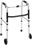 Folding Lightweight Aluminium Walking Frame/Zimmer/Walker with 2 Wheels - Adjustable Height