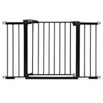 Mom's Choice Award Winner-BABELIO Metal Baby Gate, 29-48'' Easy Install Pet Gate, Extra Wide Walk Thru Child Safety Gate with Door, Pressure Mounted Dog Gate for Doorways & Stairs, Black