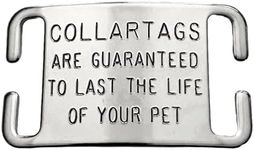 CollarTags Dog Tags Personalized - Will Last Your Pets Lifetime - Boomerang Tags Slide on Dog Tag, Durable Engraved Stainless Steel Custom Silent Pet ID (Open End Large for 1 Inch Snap Style Collars)