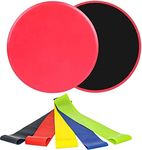 2 Pack Core Exercise Sliders - with 5 Levels Resistance Bands, Dual-Sided Gliding Discs for Stretching, Strength Training, Stability and Core Workouts