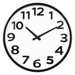 Wall Clock Large 16 Inch Silent Non-Ticking Quality Quartz Battery Operated Easy to Read Modern Clock for Living Room Kitchen Office Classroom Decor,Black