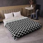 Divine Casa 150 GSM Microfiber Double Dohar | Soft & Lightweight Throw Blanket | Cozy & Breathable | All-Season Comfort | Size 220 x 205 CM | Moroccan Pattern | Caviar