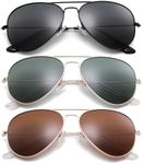 Pro Acme Aviator Sunglasses for Men Women Classic Polarized UV400 Protection 58MM 3PCS(Black/G-15/Brown)